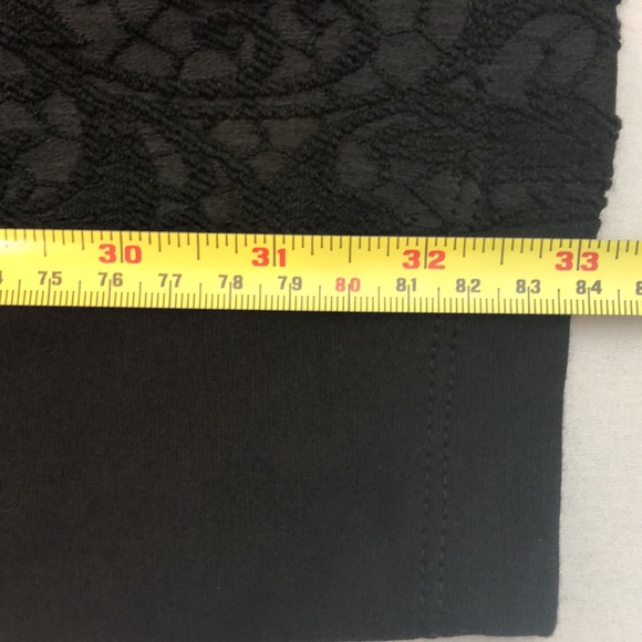 Saks OffFifth Womens Black Dress Ponte Sides Lace Overlay - Picture 7 of 10